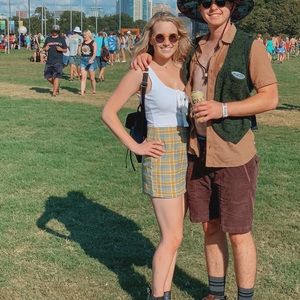 Yellow plaid mini skirt